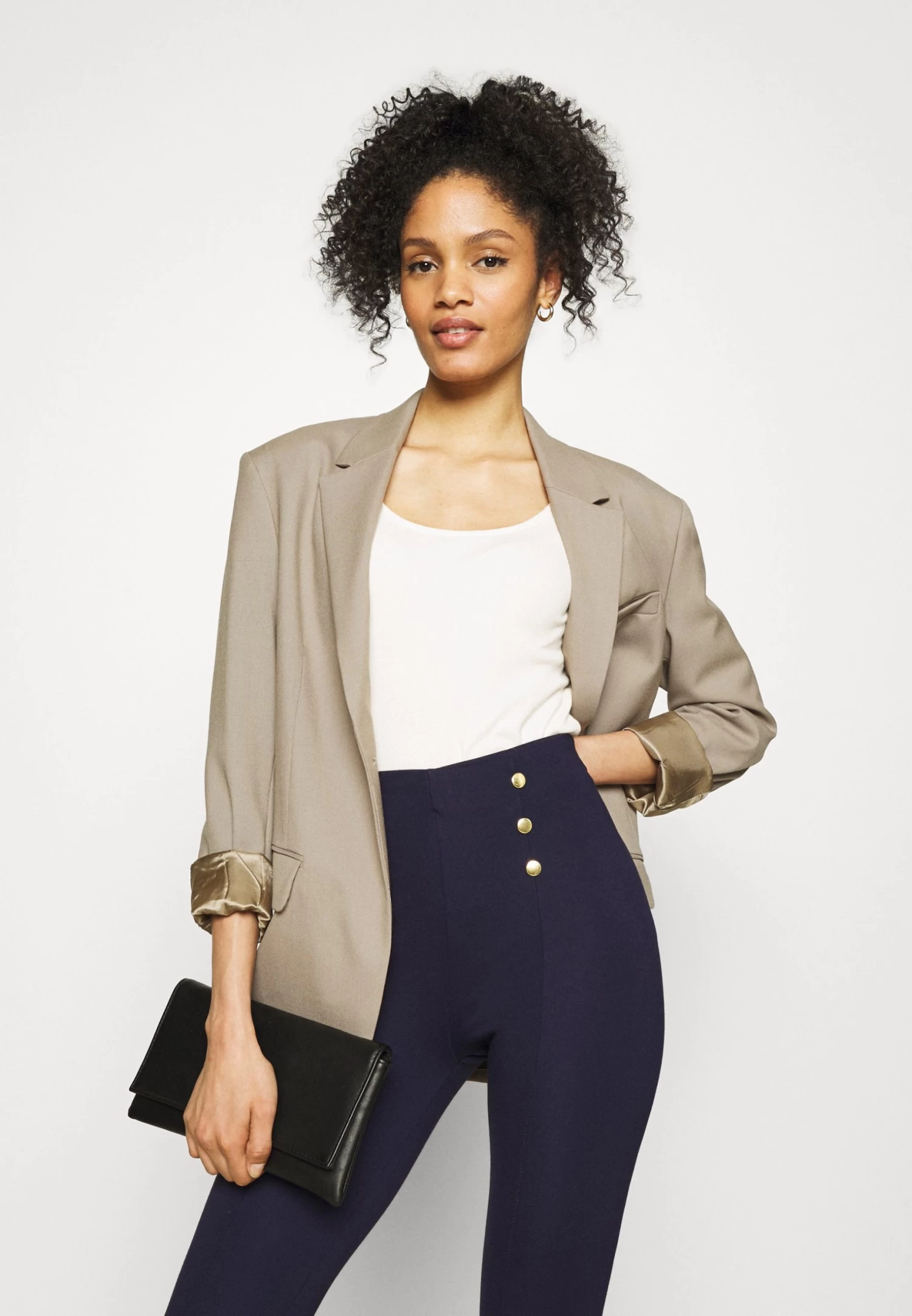 Anna Field Punto Leggings With Button Detail - Leggings - Trousers - Dark Blue 4 Anna Field Punto Leggings With Button Detail - Leggings - Trousers - Dark Blue - Image 4