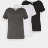 3Er Pack- Basic T-Shirt - White/Black/Dark Grey