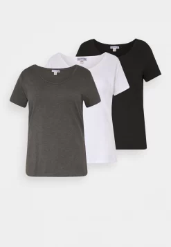 3Er Pack- Basic T-Shirt - White/Black/Dark Grey