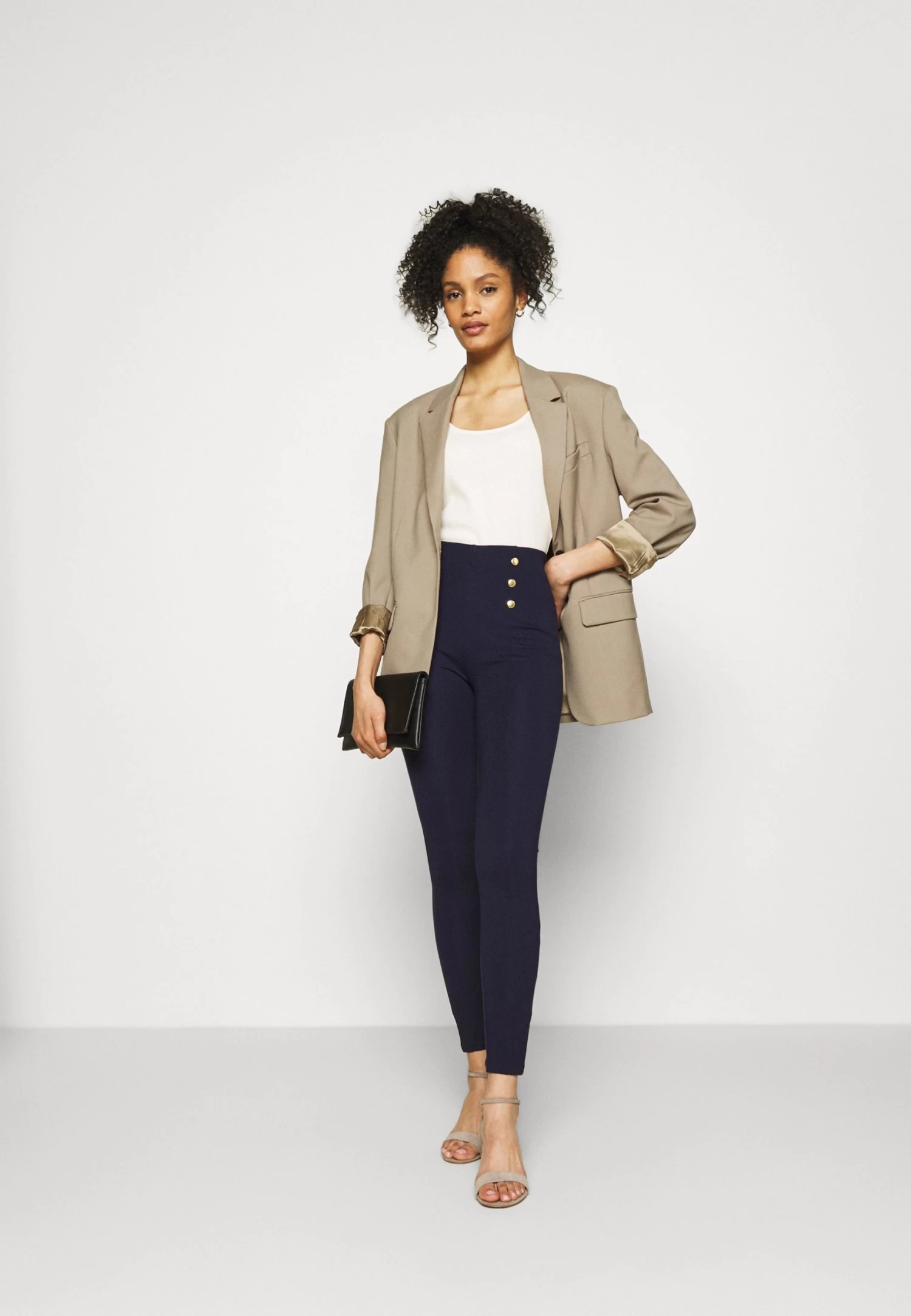 Anna Field Punto Leggings With Button Detail - Leggings - Trousers - Dark Blue 2 Anna Field Punto Leggings With Button Detail - Leggings - Trousers - Dark Blue - Image 2