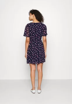 Anna Field V-Neck Sleeve Dress- Day Dress - Dark Blue/Pink -Anna Field Shop 20c3fd60e6cc419788b7049ae2711e0a scaled