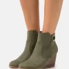 Anna Field Wedge Ankle Boots - Khaki