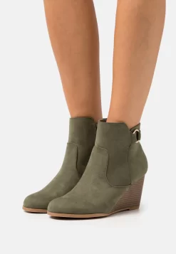 Anna Field Wedge Ankle Boots - Khaki