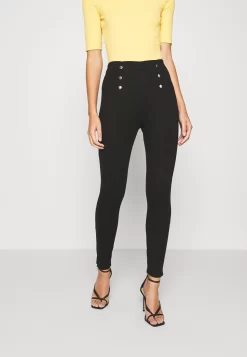 Anna Field Punto Leggings With Button Detail - Leggings - Trousers - Black