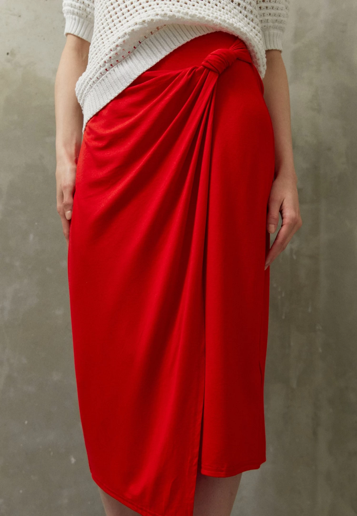 Anna Field Front Knot Midi Skirt - Pencil Skirt - Red 1 Anna Field Front Knot Midi Skirt - Pencil Skirt - Red