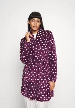 Anna Field Dressing Gown - Dark Red/Beige