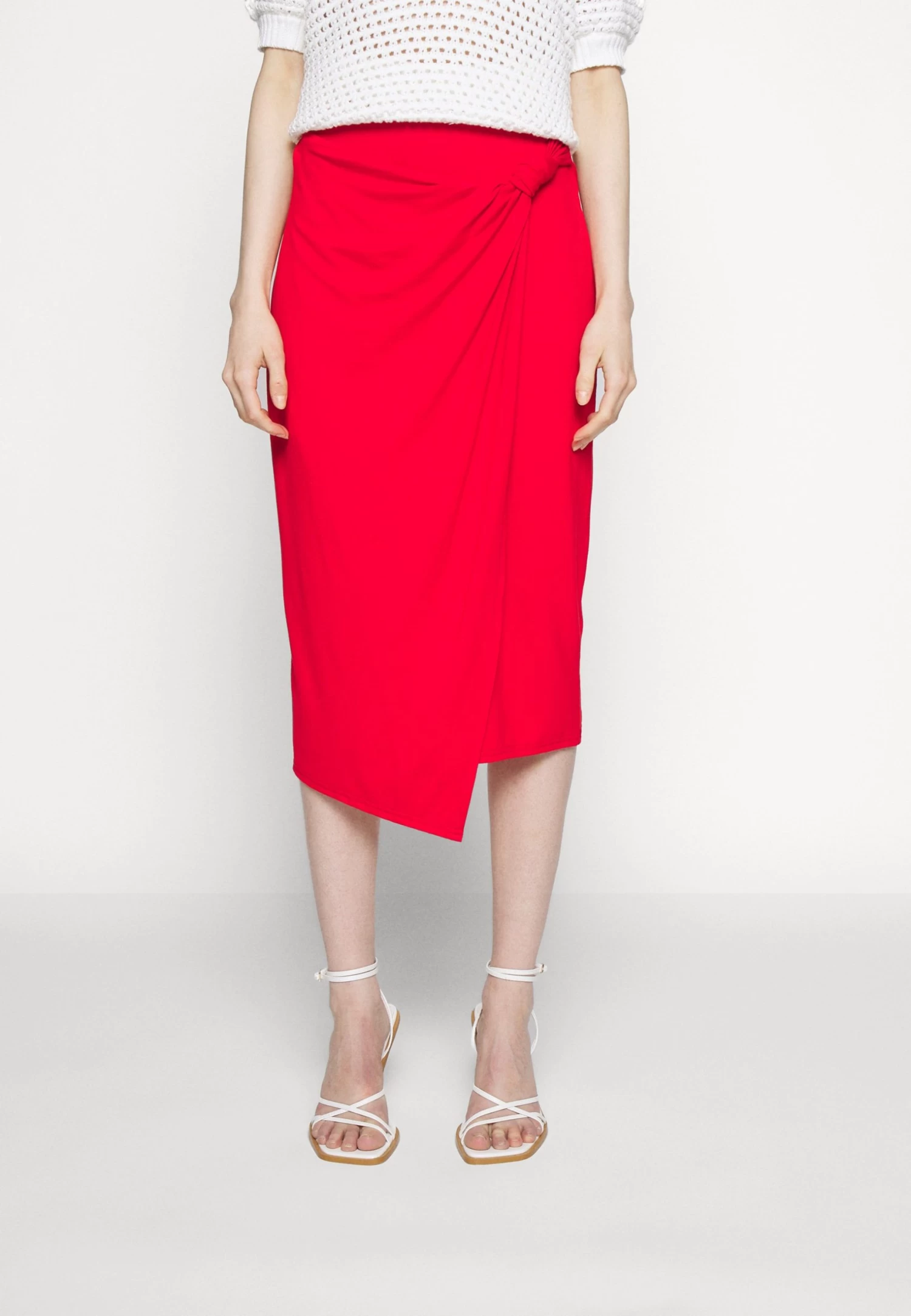 Anna Field Front Knot Midi Skirt - Pencil Skirt - Red 3 Anna Field Front Knot Midi Skirt - Pencil Skirt - Red - Image 3