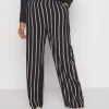Wide Leg Pant - Trousers - Dark Blue/Brown/White