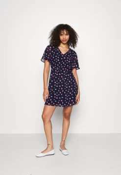 Anna Field V-Neck Sleeve Dress- Day Dress - Dark Blue/Pink -Anna Field Shop 5a0ab6e62ef34b5ab4ed98fb7e0cc1ed scaled