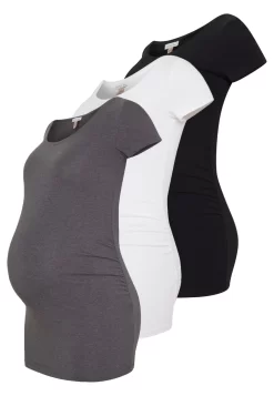 3Er Pack - Basic T-Shirt - White/Black/Dark Grey