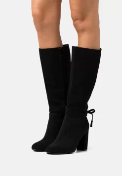 Leather - High Heeled Boots - Black