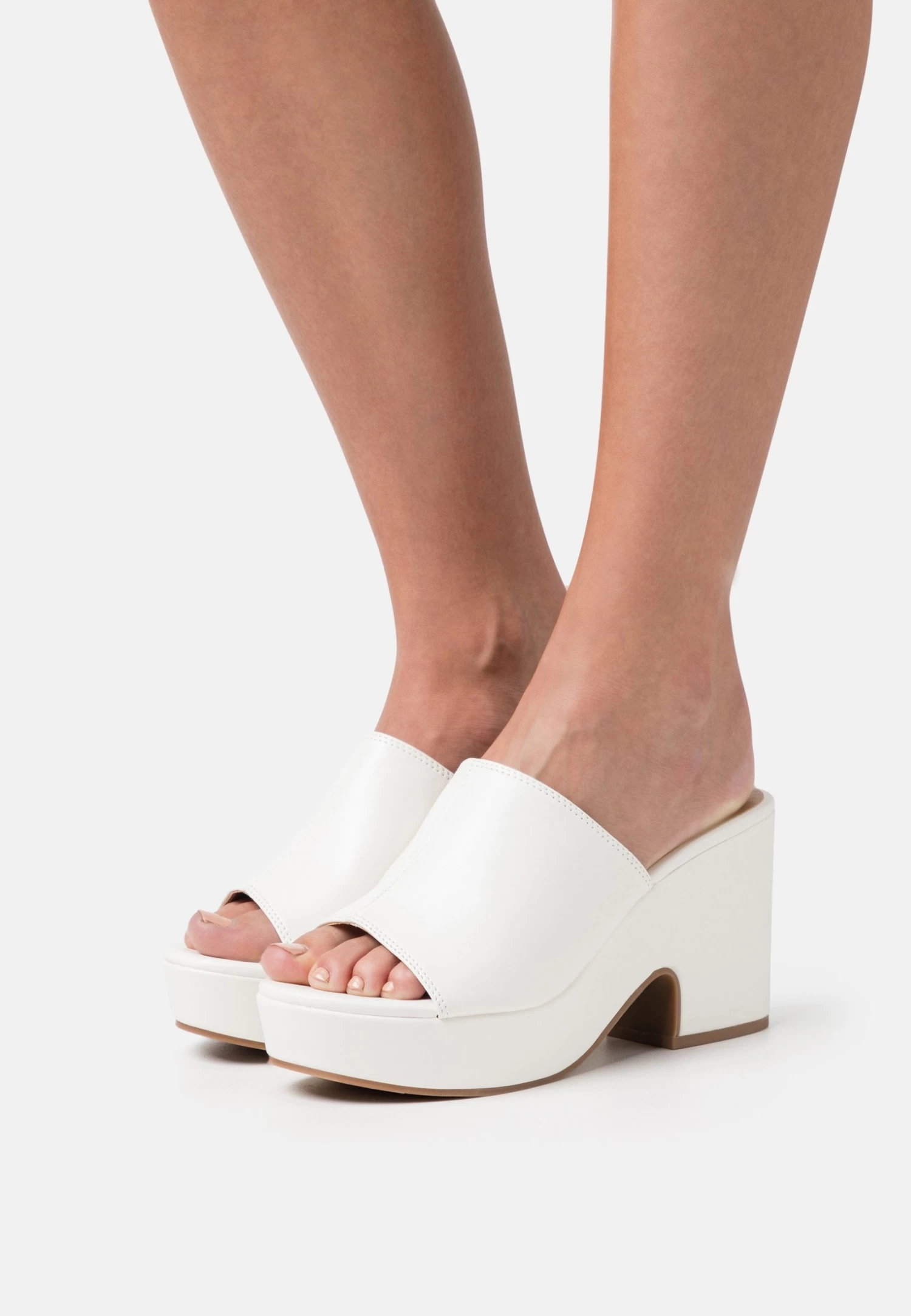 Wide Fit - Heeled Mules -White 1 Wide Fit - Heeled Mules -White