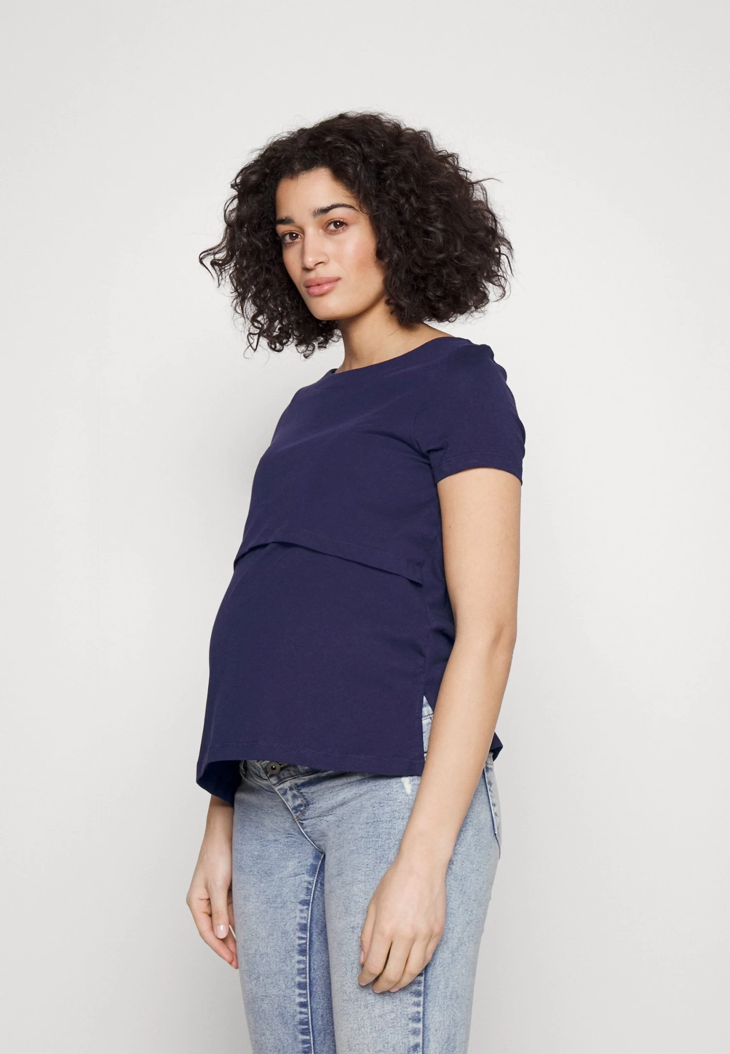 Maternity Long Tee- Basic T-Shirt - Dark Blue 1 Maternity Long Tee- Basic T-Shirt - Dark Blue