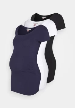 3Er Pack - Basic T-Shirt - White/Dark Blue/Black