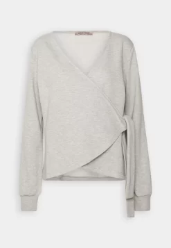 Anna Field Zip-Up Sweatshirt - Mottled Light Grey