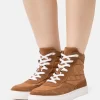 Anna Field Leather - High-Top Trainers - Cognac