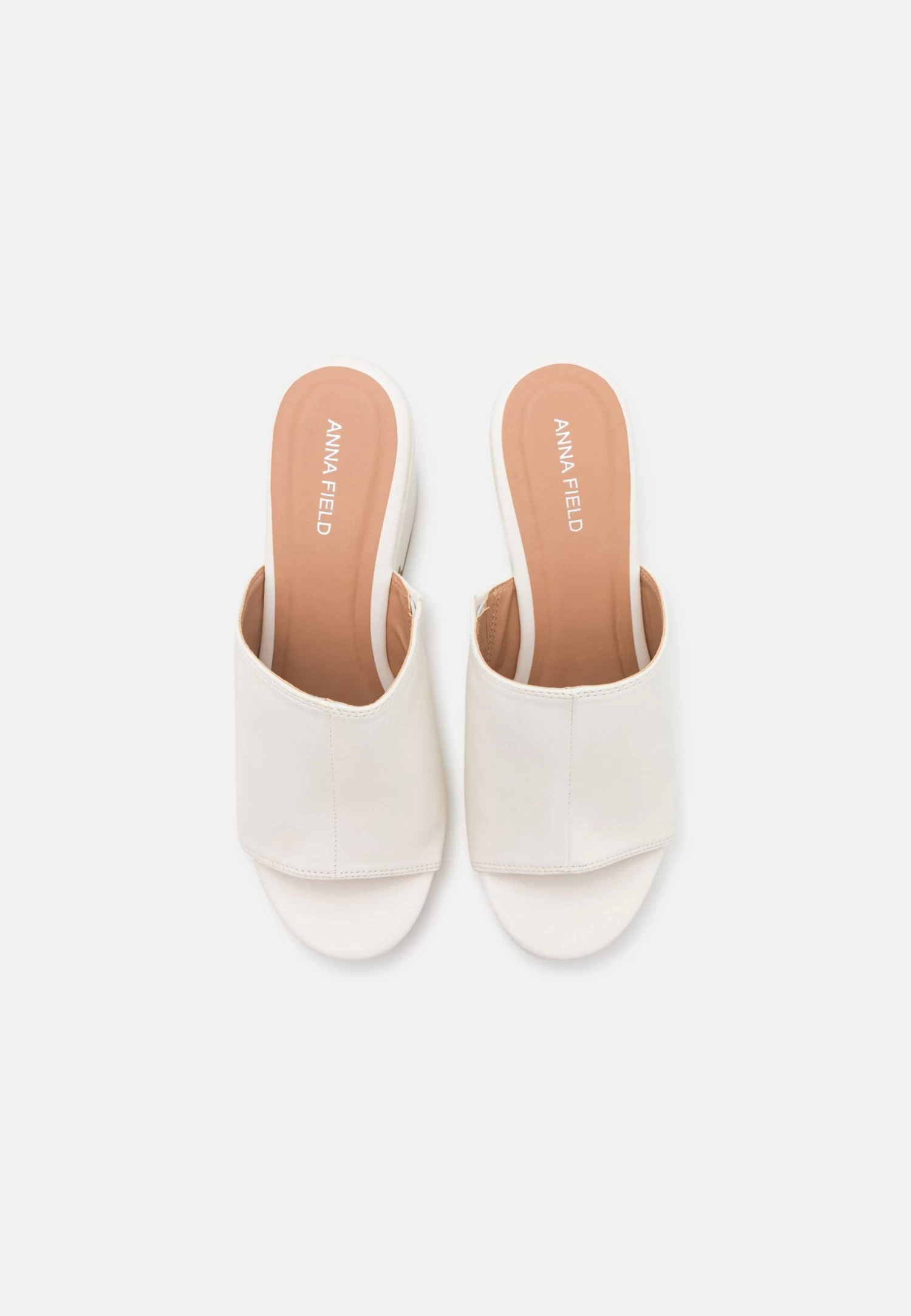 Wide Fit - Heeled Mules -White 6 Wide Fit - Heeled Mules -White - Image 6