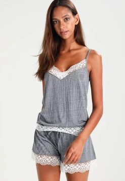 Anna Field Sarah Short Pj Set- Pyjama Set - Off-White/Dark Blue