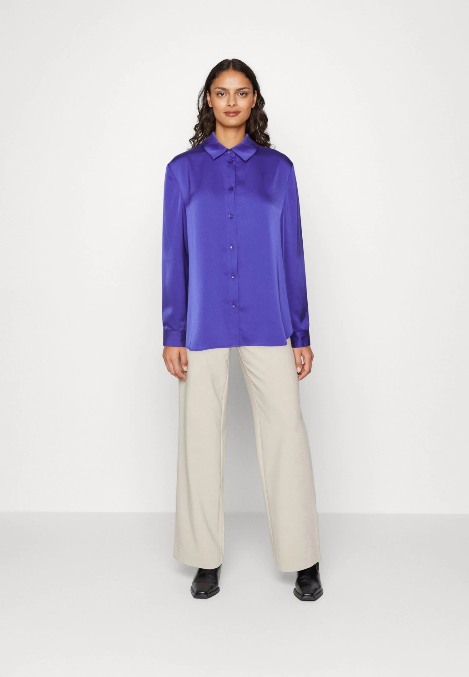 Anna Field Button-Down Blouse - Dark Blue 2 Anna Field Button-Down Blouse - Dark Blue - Image 2