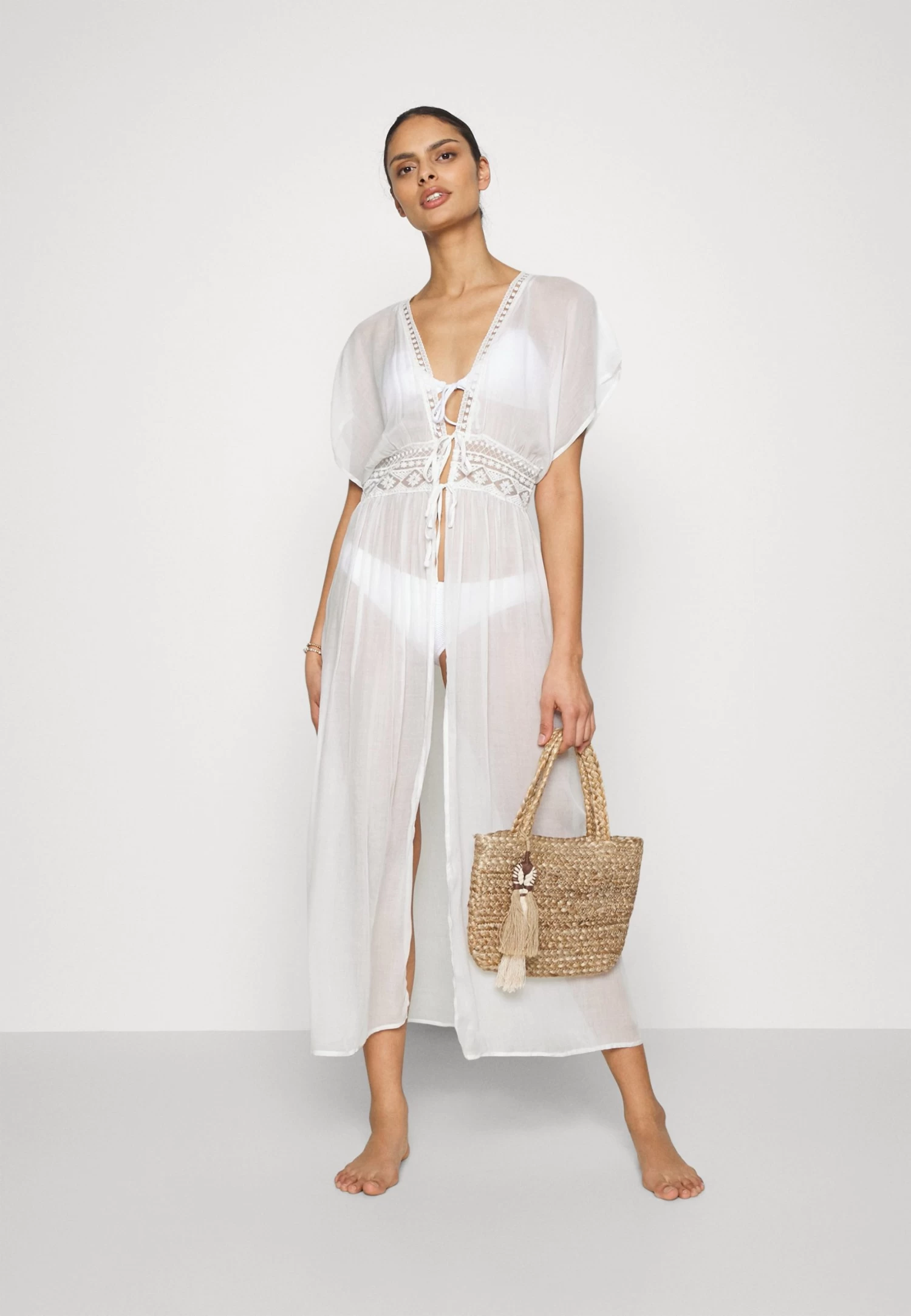 Anna Field Embroidered Cover Up/ 802 - Black - Beach Accessory - 001 - White 2 Anna Field Embroidered Cover Up/ 802 - Black - Beach Accessory - 001 - White - Image 2