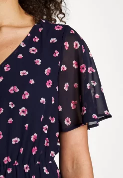 Anna Field V-Neck Sleeve Dress- Day Dress - Dark Blue/Pink -Anna Field Shop e22117504d58447ebe18dcca7cc0861c scaled