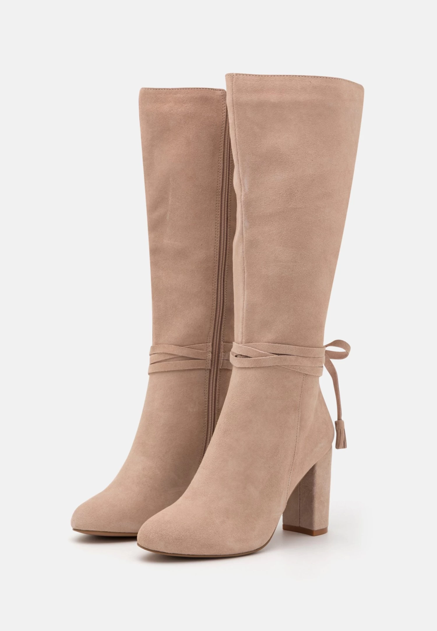 Leather - High Heeled Boots - Beige 3 Leather - High Heeled Boots - Beige - Image 3
