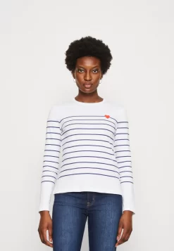 Anna Field Long Sleeved Top - White/Dark Blue