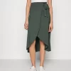 Anna Field Basic Wrap Over Midi Skirt- A-Line Skirt - Light Green